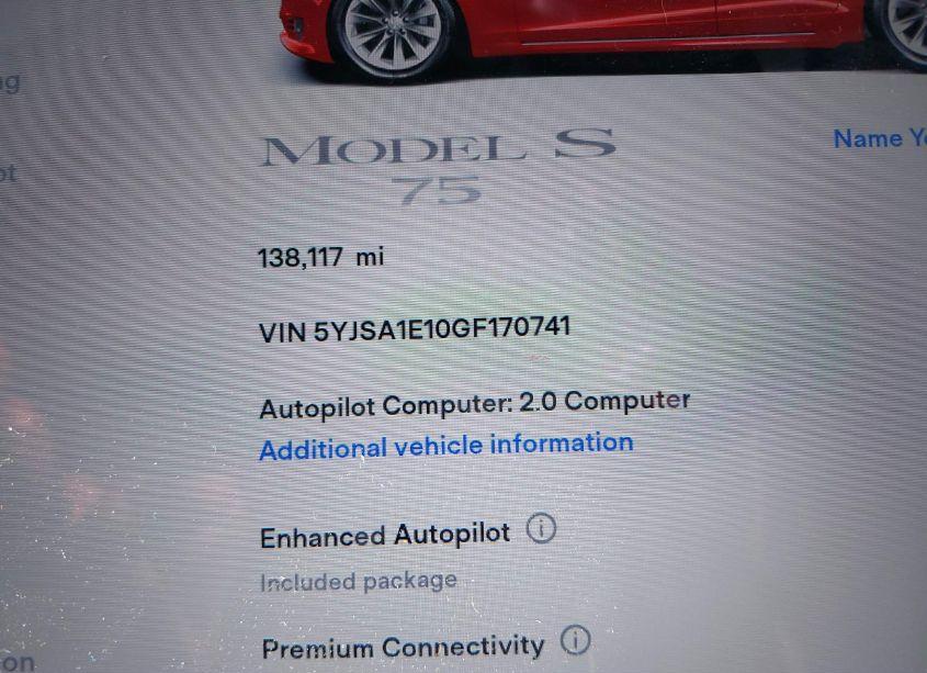 Photo 7 of 2016 Tesla Model S 60/70/75/85 (VIN 5YJSA1E10GF170741)