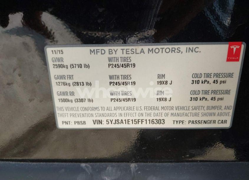 Photo 9 of 2015 Tesla Model S 60/70/85 (VIN 5YJSA1E15FF116303)