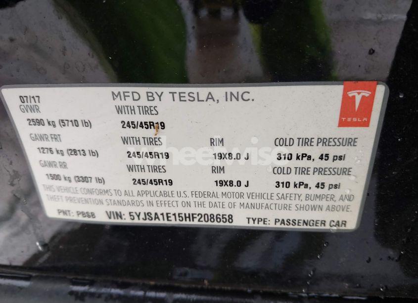 Photo 9 of 2017 Tesla Model S 60/75 (VIN 5YJSA1E15HF208658)