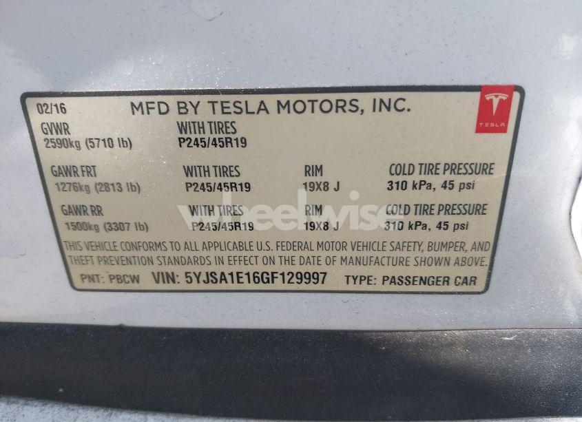 Photo 9 of 2016 Tesla Model S 60/70/75/85 (VIN 5YJSA1E16GF129997)