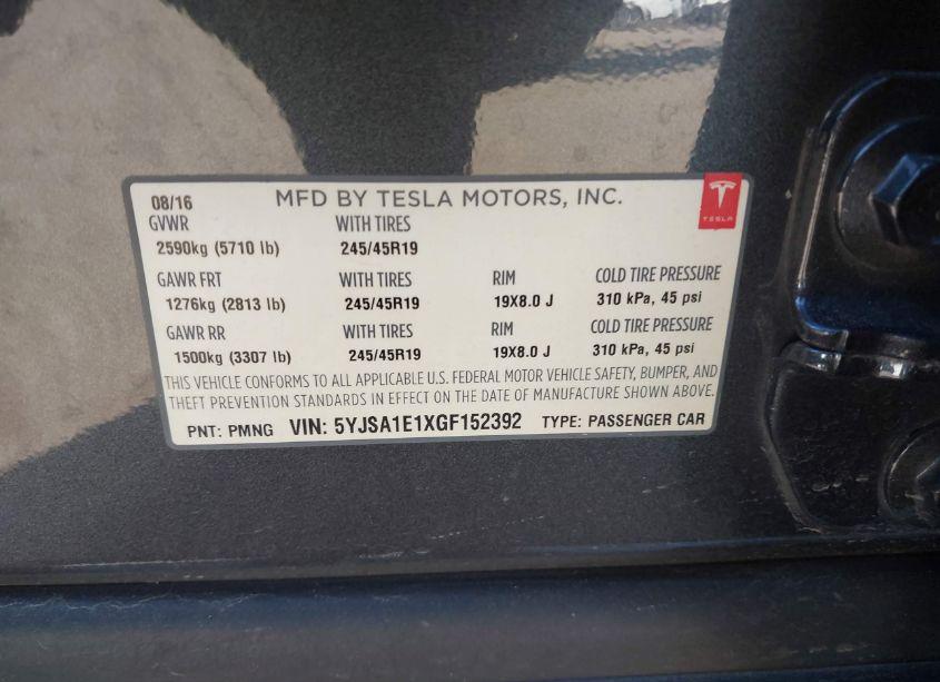 Photo 9 of 2016 Tesla Model S 60/70/75/85 (VIN 5YJSA1E1XGF152392)