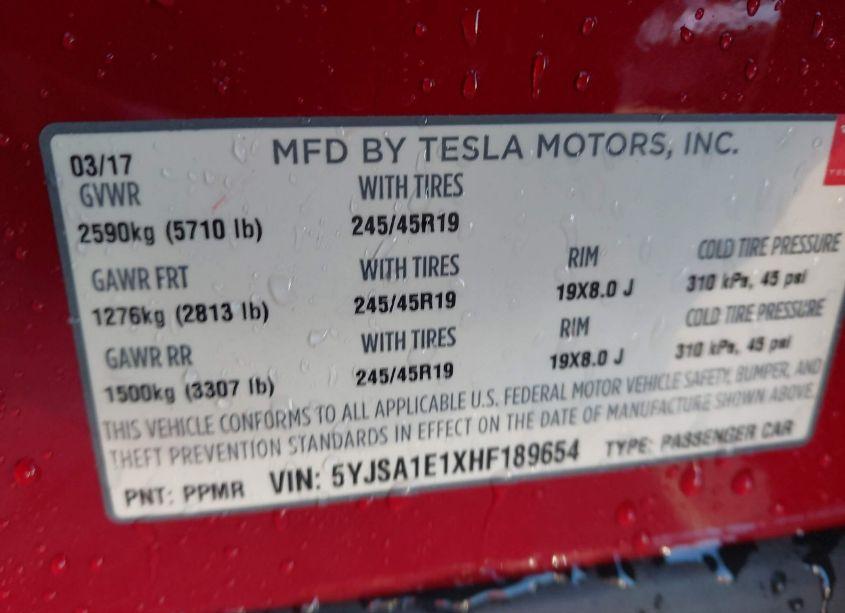 Photo 9 of 2017 Tesla Model S 60/75 (VIN 5YJSA1E1XHF189654)