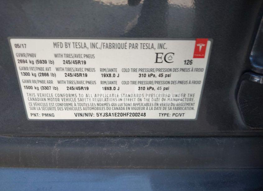 Photo 9 of 2017 Tesla Model S 100D/60D/75D/90D/P100D (VIN 5YJSA1E20HF200248)