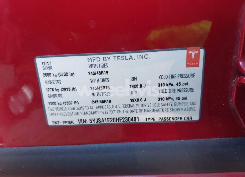 Photo 9 of 2017 Tesla Model S 100D/60D/75D/90D/P100D (VIN 5YJSA1E20HF230401)