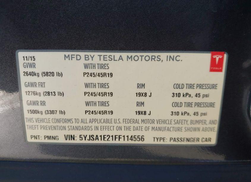 Photo 9 of 2015 Tesla Model S 70D/85D/P85D (VIN 5YJSA1E21FF114556)