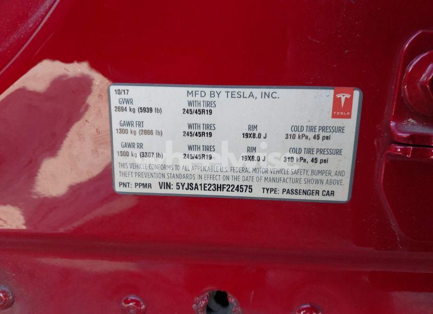 Photo 9 of 2017 Tesla Model S 100D/60D/75D/90D/P100D (VIN 5YJSA1E23HF224575)