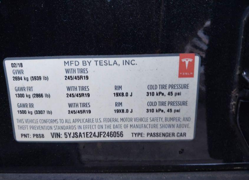 Photo 9 of 2018 Tesla Model S 100D/75D/P100D (VIN 5YJSA1E24JF246056)