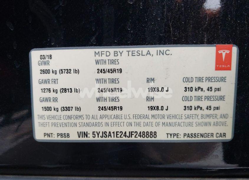 Photo 9 of 2018 Tesla Model S 100D/75D/P100D (VIN 5YJSA1E24JF248888)
