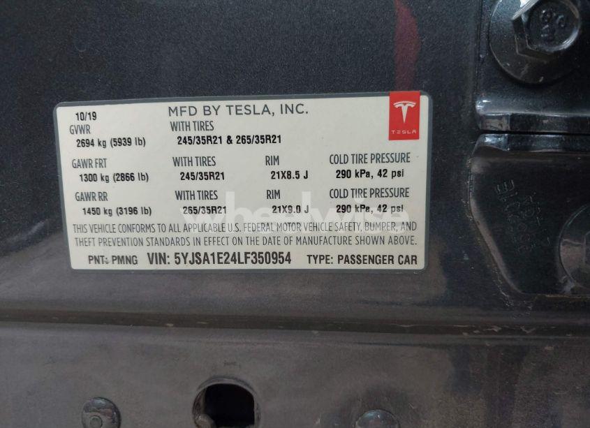 Photo 9 of 2020 Tesla Model S (VIN 5YJSA1E24LF350954)