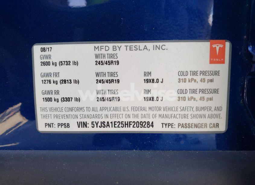 Photo 9 of 2017 Tesla Model S 100D/60D/75D/90D/P100D (VIN 5YJSA1E25HF209284)