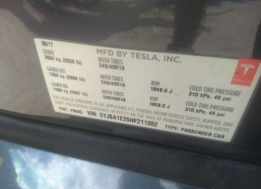 Photo 9 of 2017 Tesla Model S 60D/75D/90D/P100D/100D (VIN 5YJSA1E25HF211052)