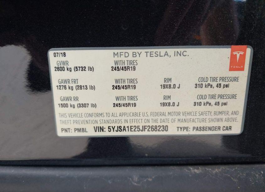 Photo 9 of 2018 Tesla Model S 100D/75D/P100D (VIN 5YJSA1E25JF268230)