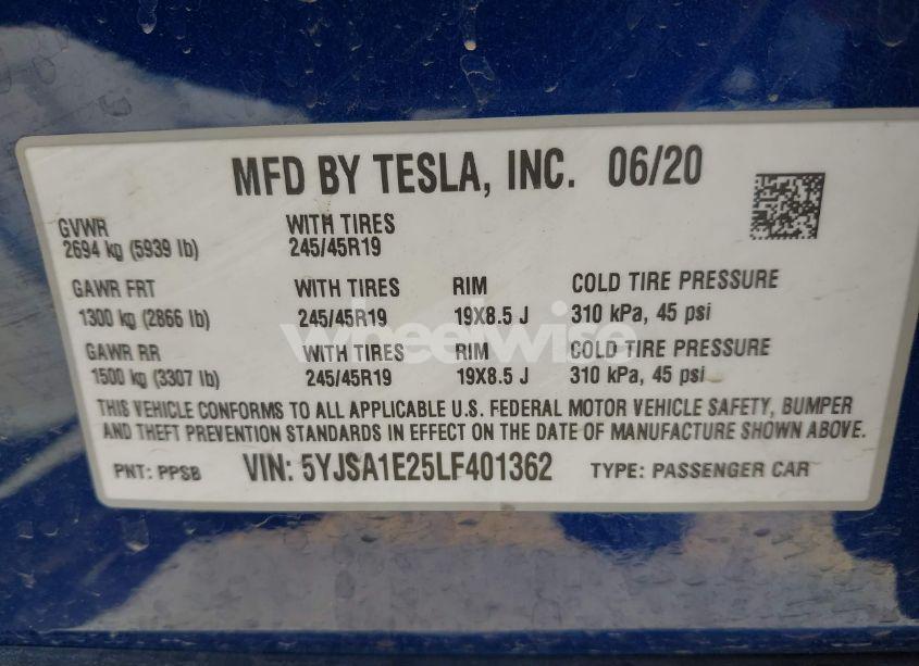 Photo 9 of 2020 Tesla Model S LONG RANGE DUAL MOTOR ALL-WHEEL DRIVE/LONG RANGE PLUS DUAL MOTOR ALL-WHEEL DRIVE (VIN 5YJSA1E25LF401362)