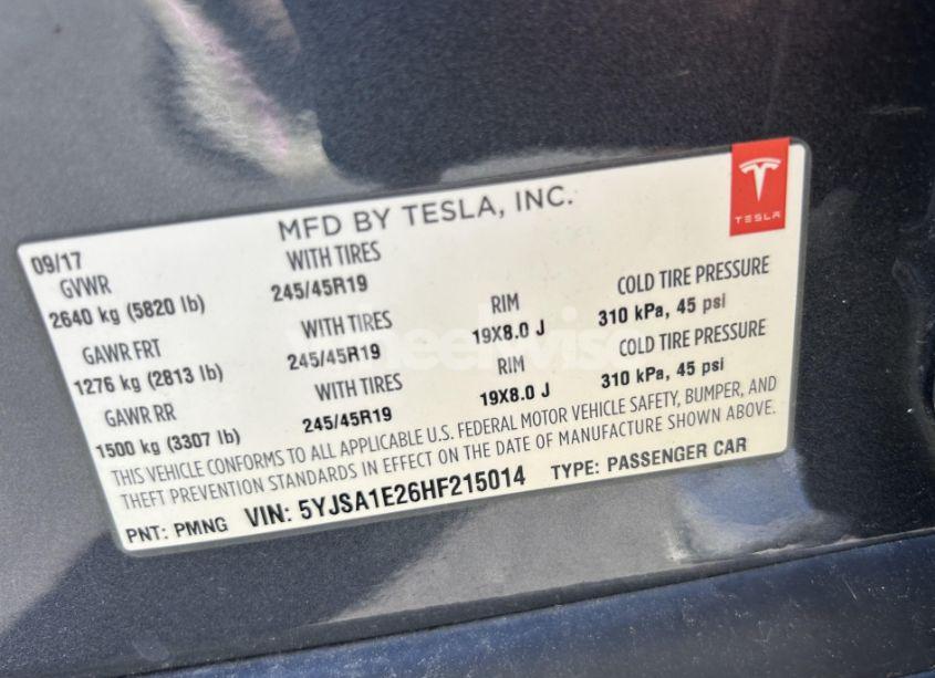 Photo 9 of 2017 Tesla Model S 100D/60D/75D/90D/P100D (VIN 5YJSA1E26HF215014)