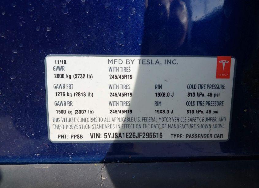 Photo 9 of 2018 Tesla Model S 100D/75D/P100D (VIN 5YJSA1E26JF295615)