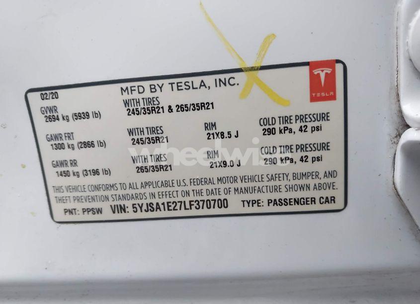 Photo 9 of 2020 Tesla Model S LONG RANGE DUAL MOTOR ALL-WHEEL DRIVE/LONG RANGE PLUS DUAL MOTOR ALL-WHEEL DRIVE (VIN 5YJSA1E27LF370700)