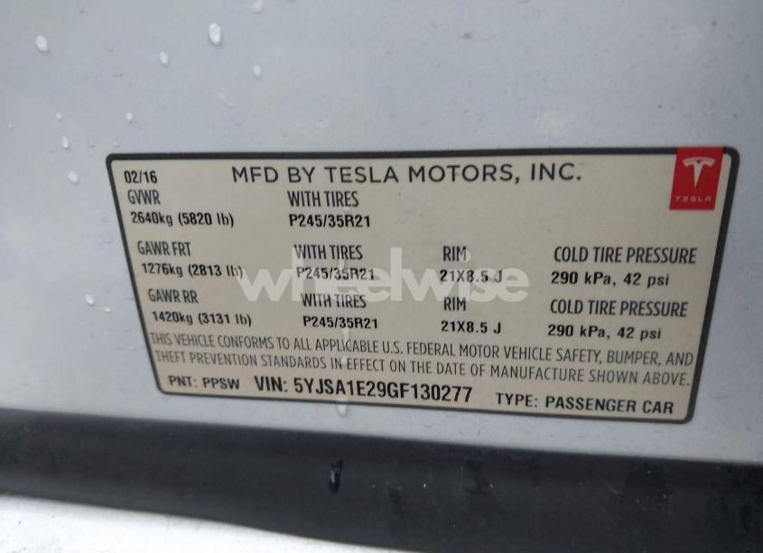 Photo 9 of 2016 Tesla Model S (VIN 5YJSA1E29GF130277)