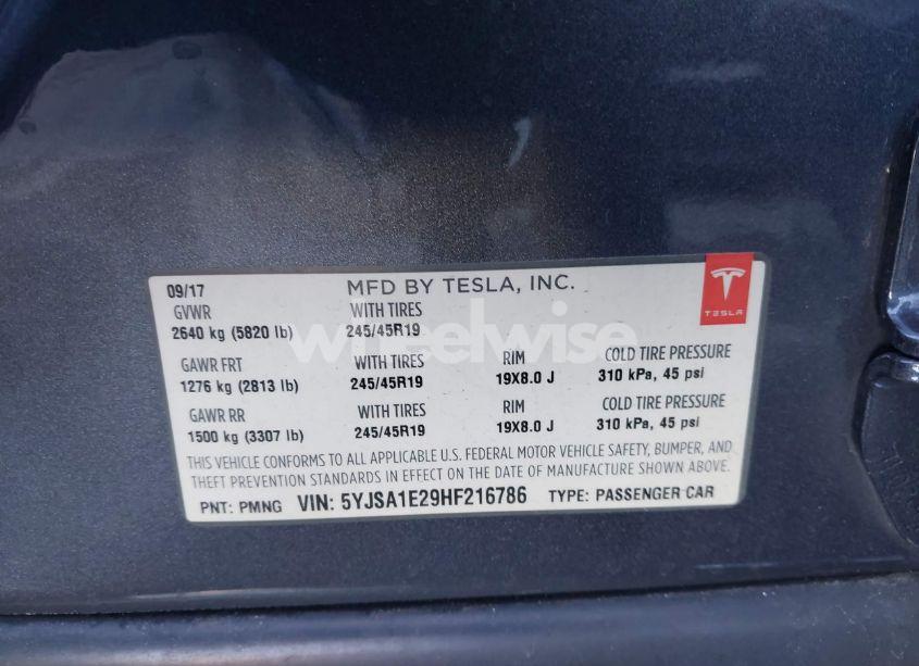 Photo 9 of 2017 Tesla Model S 100D/60D/75D/90D/P100D (VIN 5YJSA1E29HF216786)