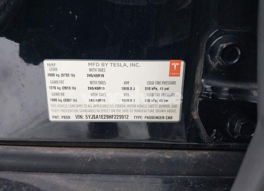 Photo 9 of 2017 Tesla Model S 100D/60D/75D/90D/P100D (VIN 5YJSA1E29HF229912)
