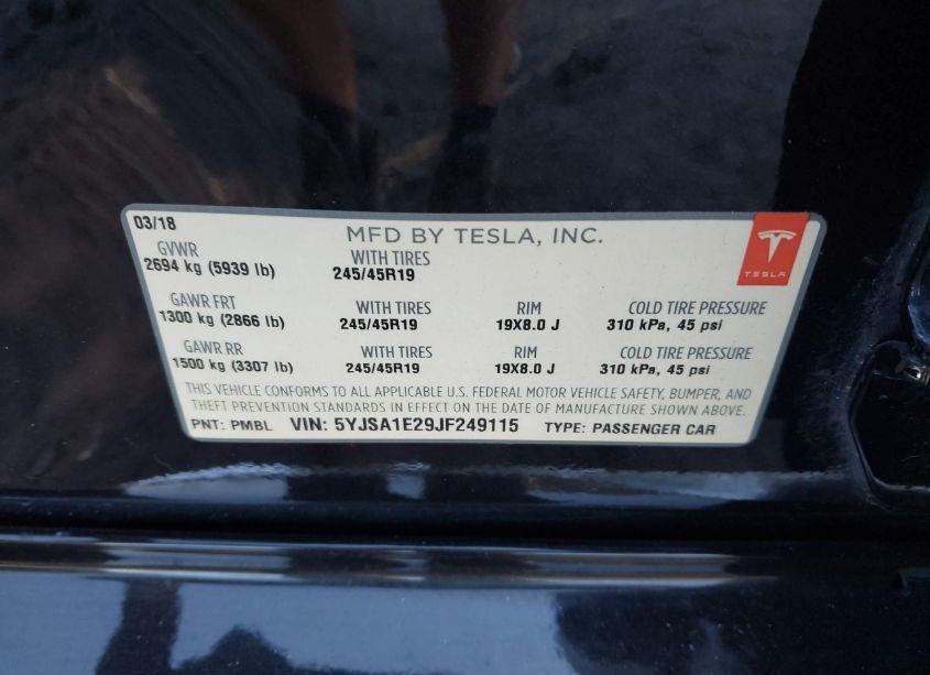 Photo 9 of 2018 Tesla Model S 100D/75D/P100D (VIN 5YJSA1E29JF249115)