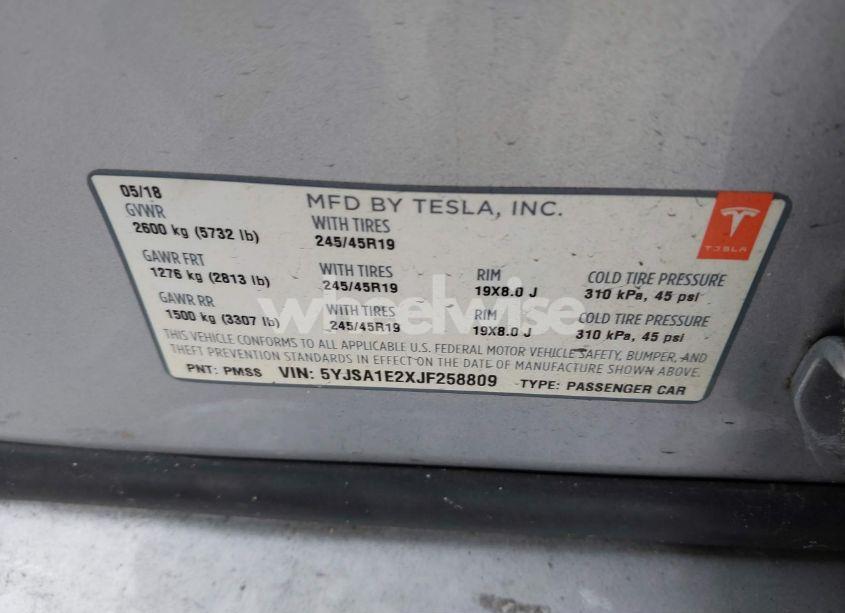 Photo 9 of 2018 Tesla Model S 100D/75D/P100D (VIN 5YJSA1E2XJF258809)