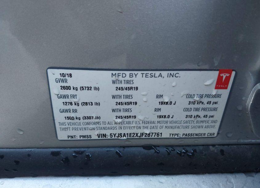 Photo 9 of 2018 Tesla Model S 100D/75D/P100D (VIN 5YJSA1E2XJF287761)