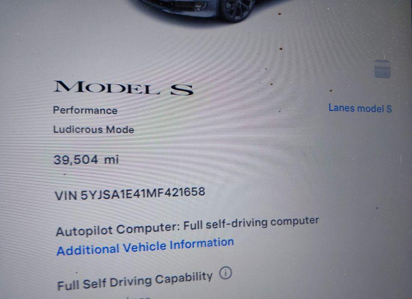 Photo 7 of 2021 Tesla Model S PERFORMANCE DUAL MOTOR ALL-WHEEL DRIVE (VIN 5YJSA1E41MF421658)