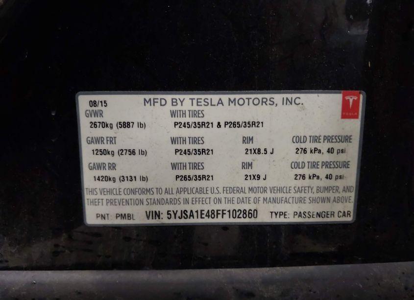 Photo 9 of 2015 Tesla Model S 85D/P85D (VIN 5YJSA1E48FF102860)