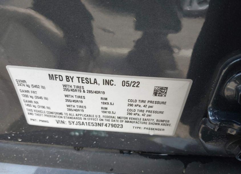 Photo 9 of 2022 Tesla Model S DUAL MOTOR ALL-WHEEL DRIVE (VIN 5YJSA1E53NF479023)