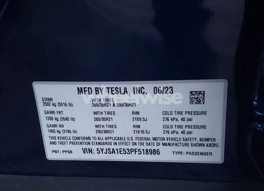 Photo 9 of 2023 Tesla Model S DUAL MOTOR ALL-WHEEL DRIVE/STANDARD RANGE (VIN 5YJSA1E53PF518986)