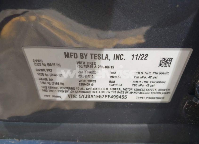 Photo 9 of 2023 Tesla Model S DUAL MOTOR ALL-WHEEL DRIVE/STANDARD RANGE (VIN 5YJSA1E57PF499455)