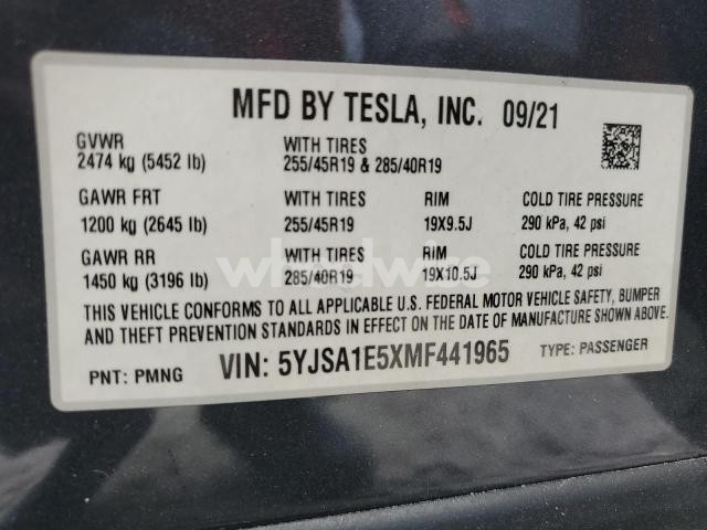 Photo 11 of 2021 TESLA MODEL S N/A (VIN 5YJSA1E5XMF441965)