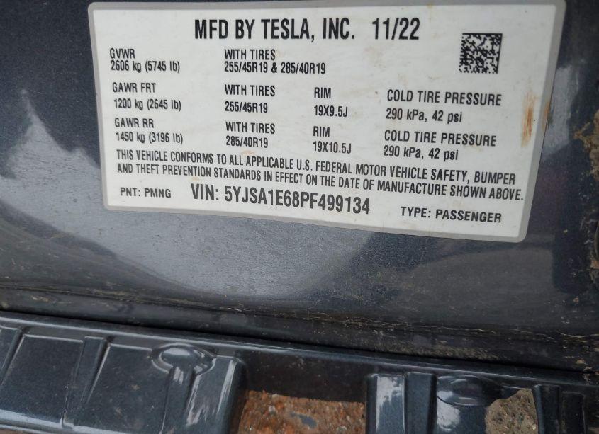 Photo 8 of 2023 Tesla Model S PLAID TRI MOTOR ALL-WHEEL DRIVE (VIN 5YJSA1E68PF499134)
