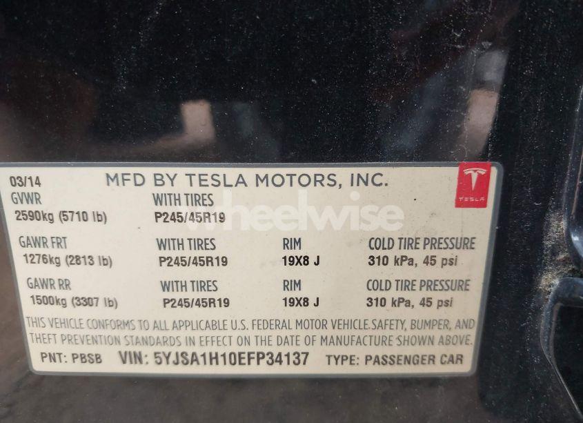 Photo 9 of 2014 Tesla Model S P85 (VIN 5YJSA1H10EFP34137)