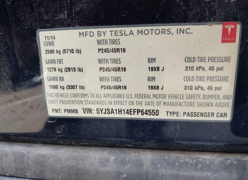Photo 9 of 2014 Tesla Model S P85 (VIN 5YJSA1H14EFP64550)