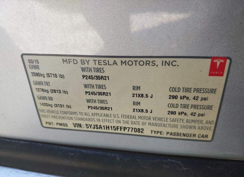 Photo 9 of 2015 Tesla Model S 60/70/85 (VIN 5YJSA1H15FFP77082)