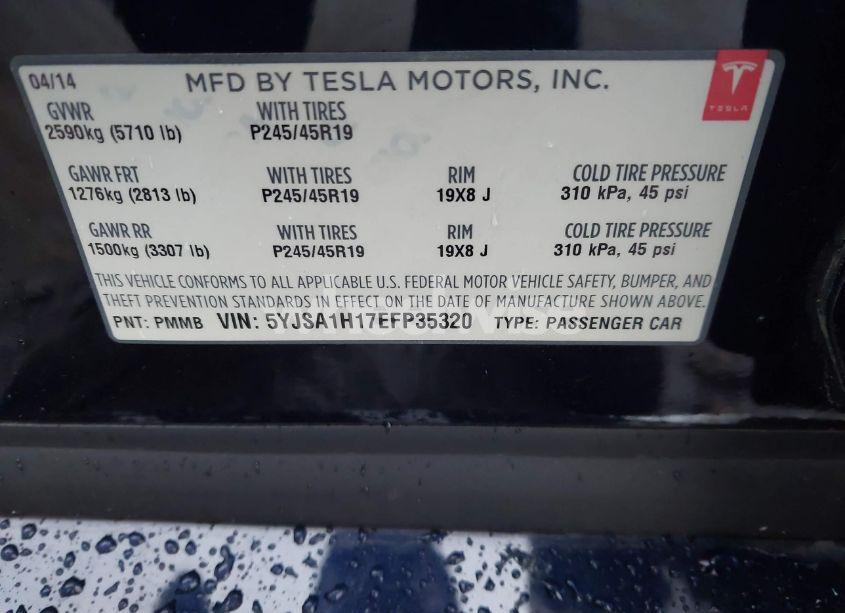 Photo 9 of 2014 Tesla Model S P85 (VIN 5YJSA1H17EFP35320)