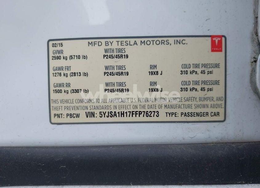 Photo 9 of 2015 Tesla Model S 60/70/85 (VIN 5YJSA1H17FFP76273)