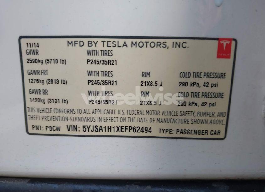 Photo 9 of 2014 Tesla Model S P85 (VIN 5YJSA1H1XEFP62494)