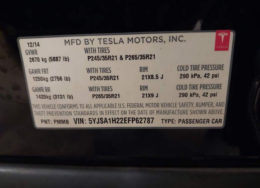 Photo 9 of 2014 Tesla Model S P85D (VIN 5YJSA1H22EFP62787)