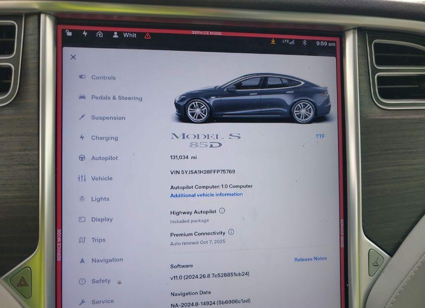 Photo 7 of 2015 Tesla Model S 70D/85D/P85D (VIN 5YJSA1H28FFP75769)