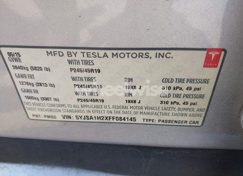 Photo 9 of 2015 Tesla Model S 70D/85D/P85D (VIN 5YJSA1H2XFF084145)