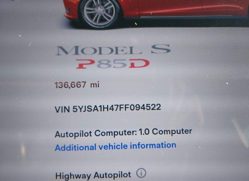 Photo 14 of 2015 Tesla Model S 85D/P85D (VIN 5YJSA1H47FF094522)
