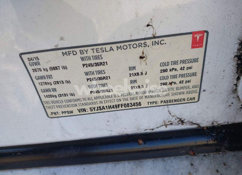Photo 9 of 2015 Tesla Model S 85D/P85D (VIN 5YJSA1H49FF083456)