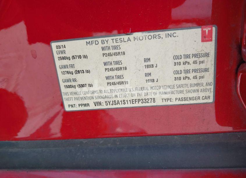 Photo 9 of 2014 Tesla Model S (VIN 5YJSA1S11EFP33278)