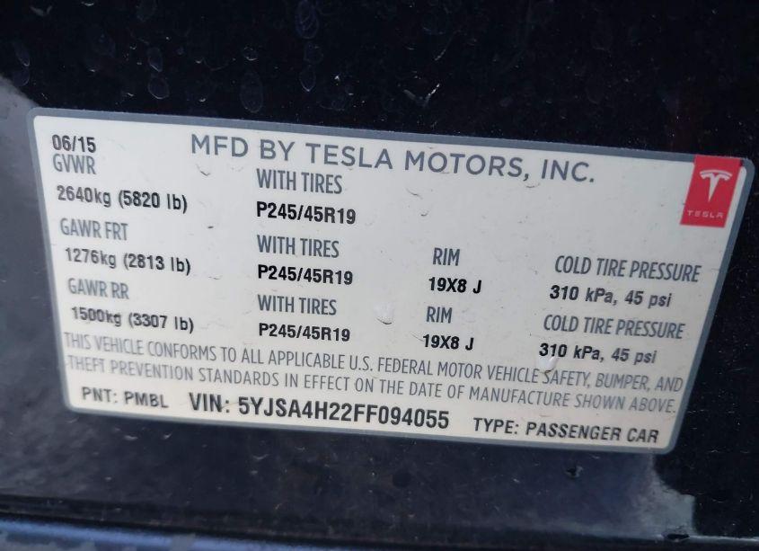 Photo 9 of 2015 Tesla Model S 70D/85D/P85D (VIN 5YJSA4H22FF094055)