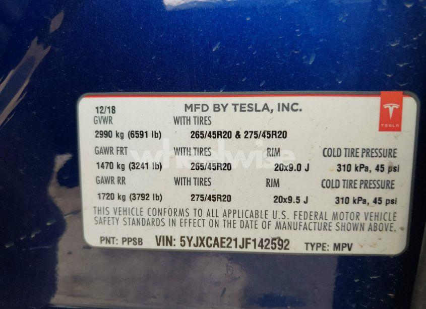 Photo 9 of 2018 Tesla Model X (VIN 5YJXCAE21JF142592)