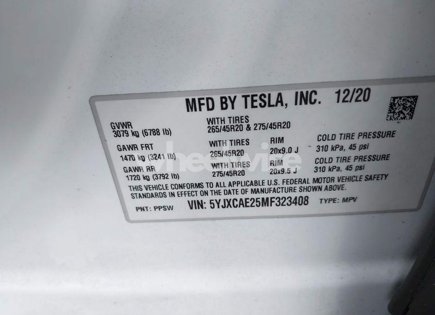 Photo 9 of 2021 Tesla Model X LONG RANGE DUAL MOTOR ALL-WHEEL DRIVE/LONG RANGE PLUS DUAL MOTOR ALL-WHEEL DRIVE (VIN 5YJXCAE25MF323408)