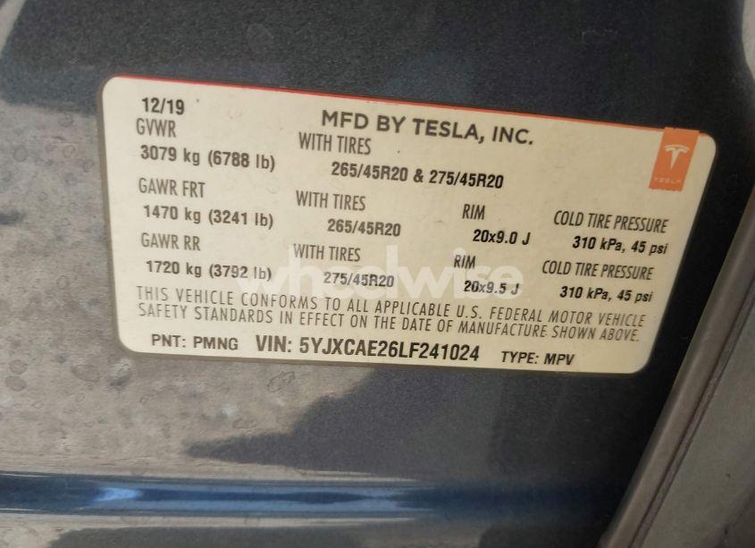 Photo 9 of 2020 Tesla Model X LONG RANGE DUAL MOTOR ALL-WHEEL DRIVE/LONG RANGE PLUS DUAL MOTOR ALL-WHEEL DRIVE (VIN 5YJXCAE26LF241024)