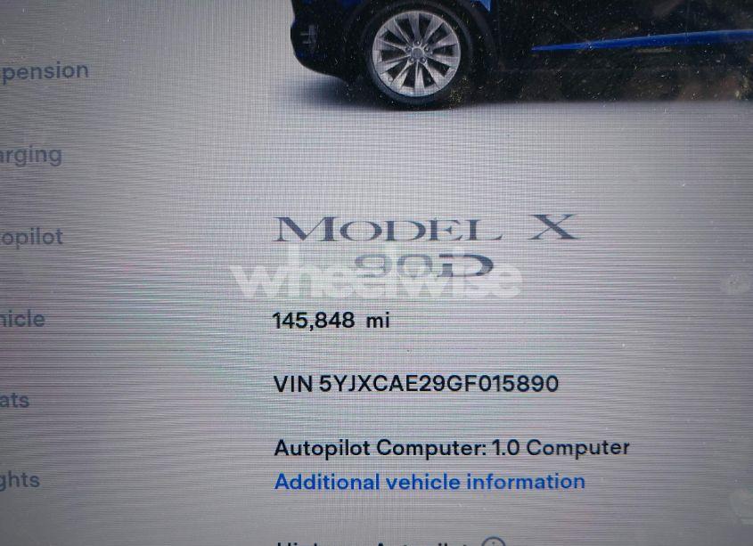 Photo 7 of 2016 Tesla Model X 60D/70D/75D/90D (VIN 5YJXCAE29GF015890)
